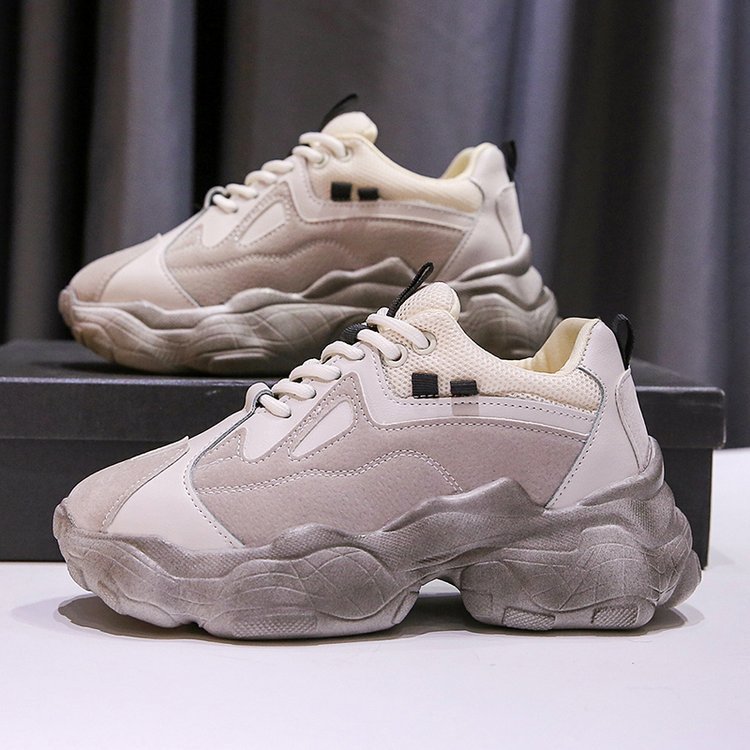 Daddy Shoes Women's Platform Sole Thick-Soled Student Black Running Casual Sneakers