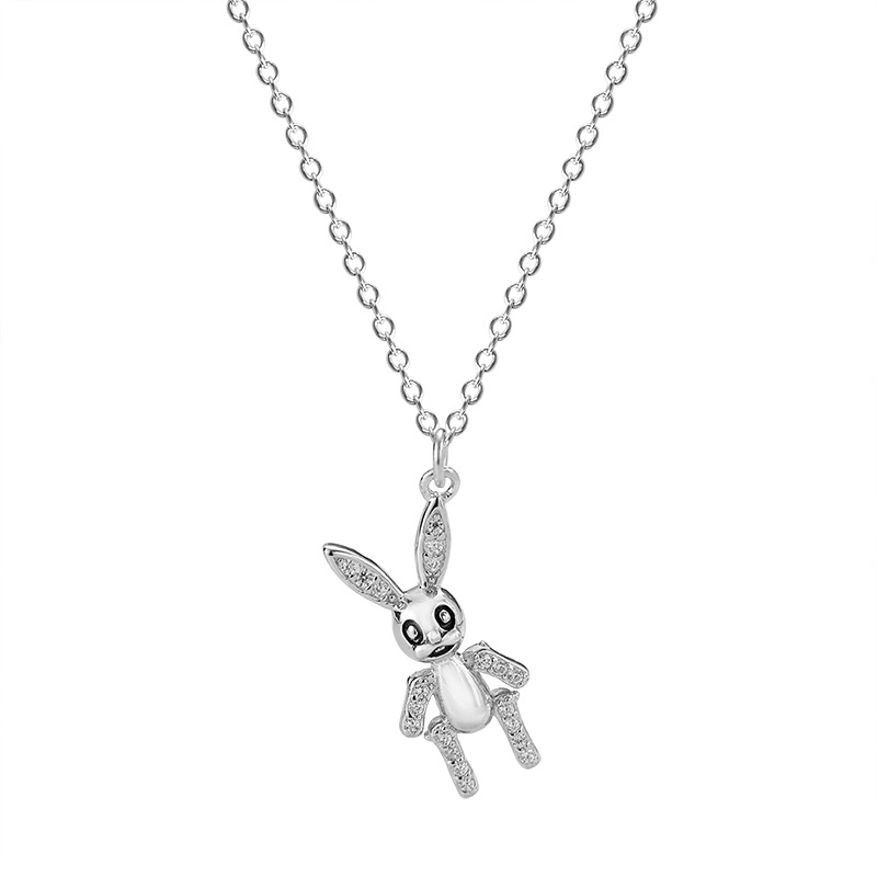 S925 Sterling Silver Necklace Cute Bunny Pendant Japanese And Korean Creative Jewelry