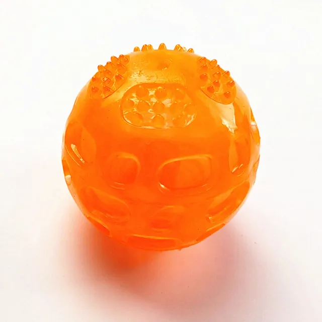Dog Toy Ball Pet Squeak Ball Waterproof Sound Toys Rubber Teeth Clean Balls For Small Medium Large Dogs Pet Orange Blue GREEN Orange - Shop at LoveMi
