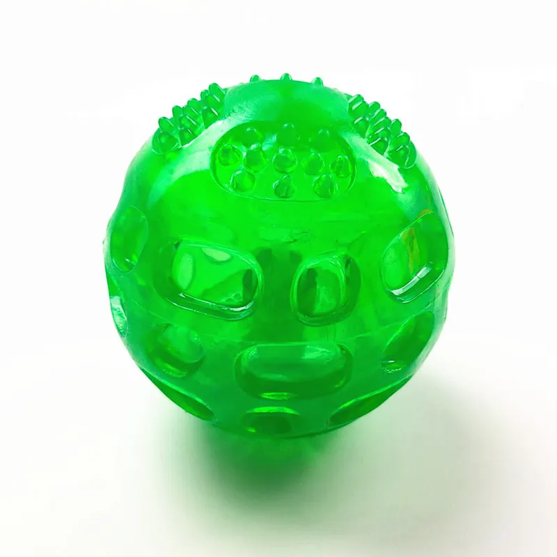 Dog Toy Ball Pet Squeak Ball Waterproof Sound Toys Rubber Teeth Clean Balls For Small Medium Large Dogs Pet Orange Blue GREEN - Green