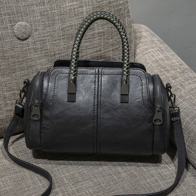 Casual Woven Handbag Bag Female Texture Single Shoulder Black - Shop at LoveMi