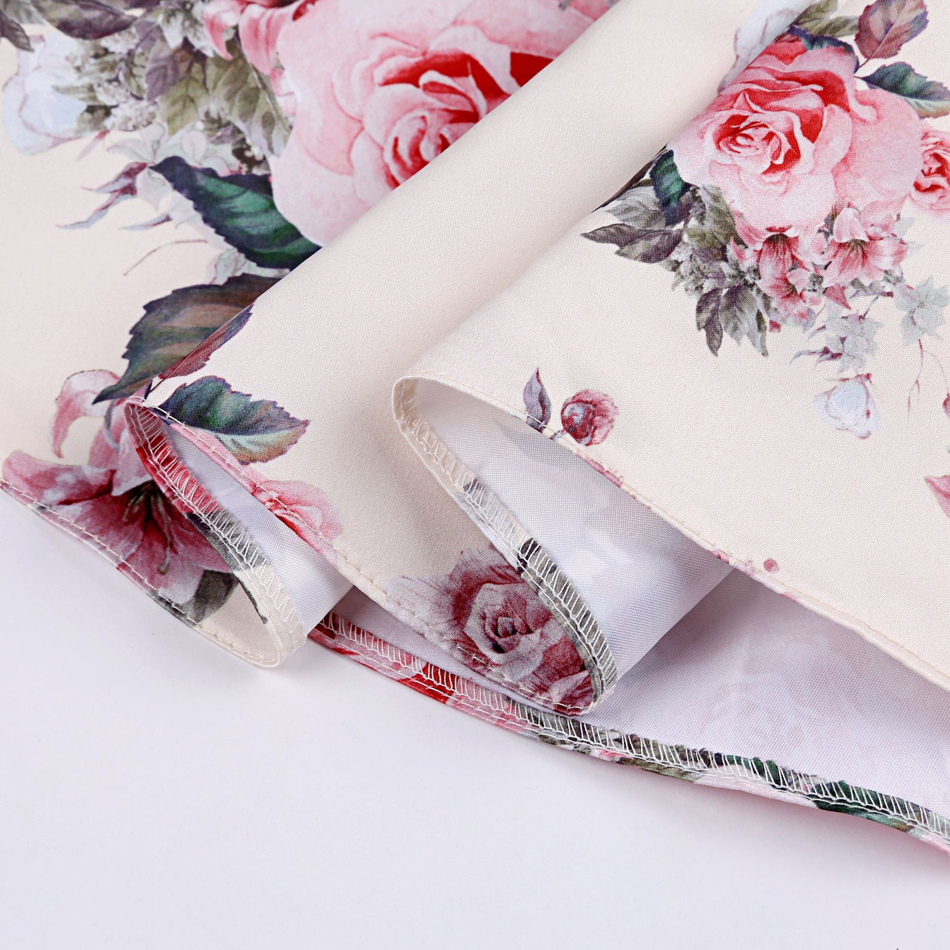 New Children Wedding Dress Rose Print Princess Birthday Party Show New Year Bow