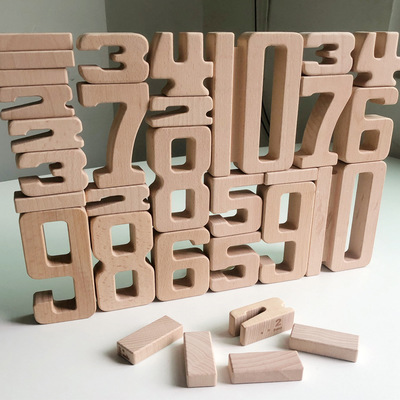 Beech Solid Wood Primary Color Digital Building Blocks