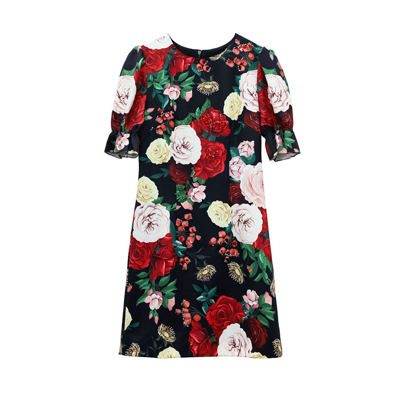 Summer Women's Small A-line Skirt Print Dress
