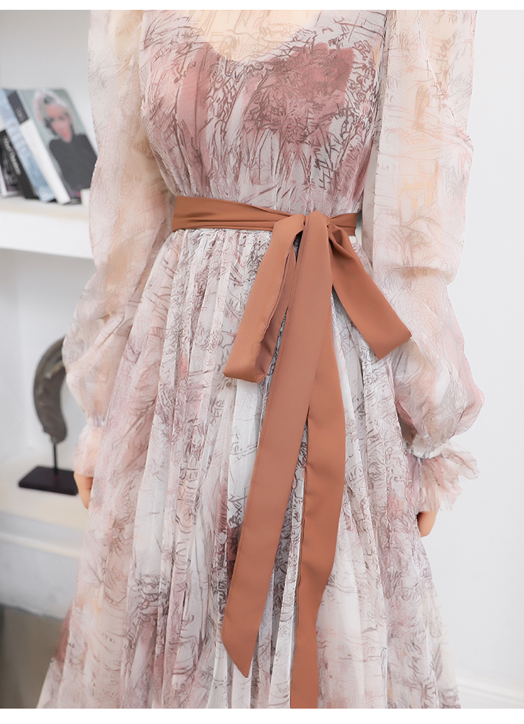 High Waist Puff Sleeve Gentle French Retro Dress