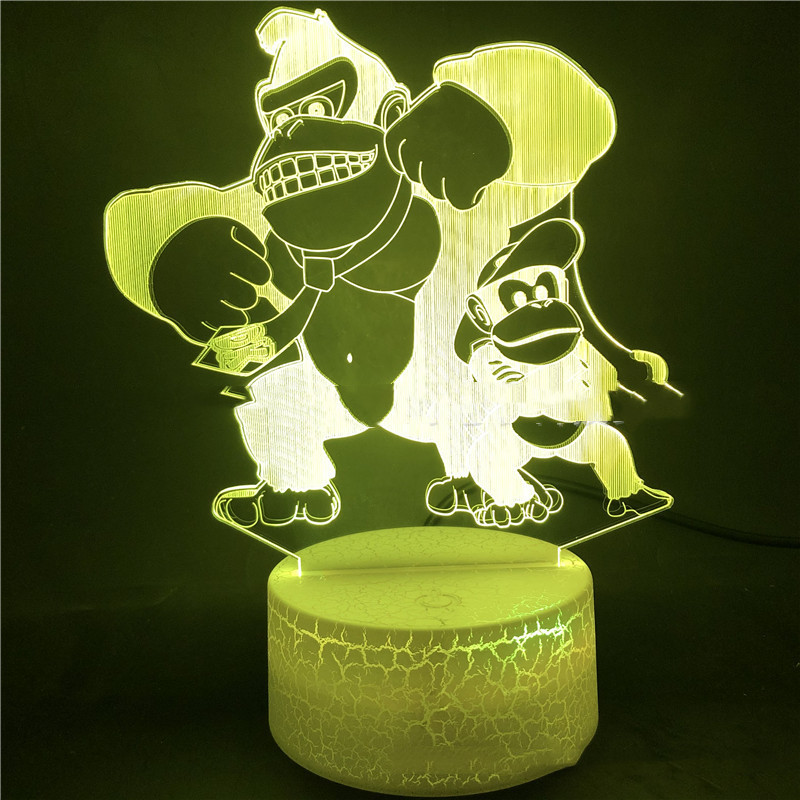 Title 5, Abajur LED Donkey Kong 3D colorido com toque, p...