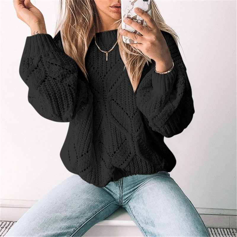 Title 3, Sweater Women Irregular Hollow V Neck Long Slee...