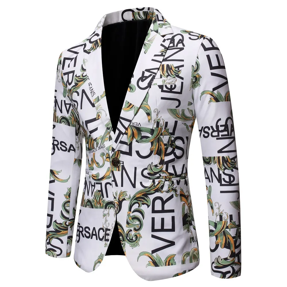 Letter Print Slim Suit Single Men