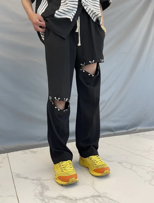 Metal Buckle Hole, Small Horn, Loose Straight Leg Pants, Wide Leg Loose Trousers, Thin Legs, Plus Size Custom Customization - 3Xl