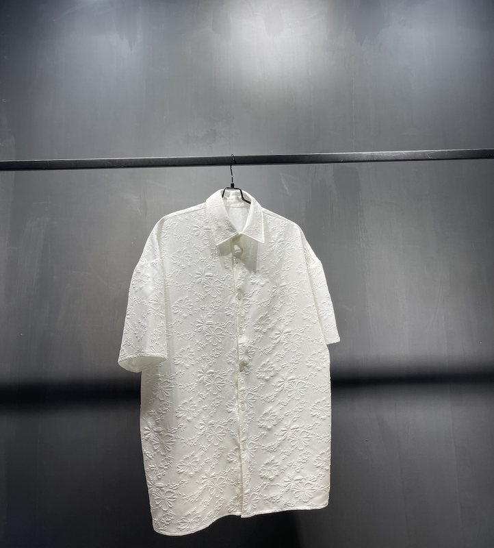 Title 2, White Jacquard Flower Shirt Refreshing Cool Bre...