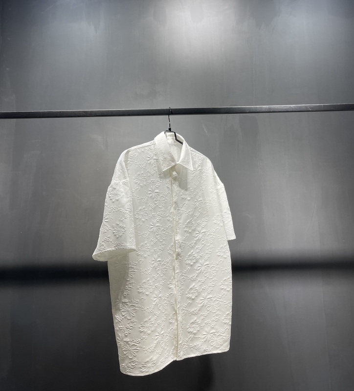 Title 1, White Jacquard Flower Shirt Refreshing Cool Bre...