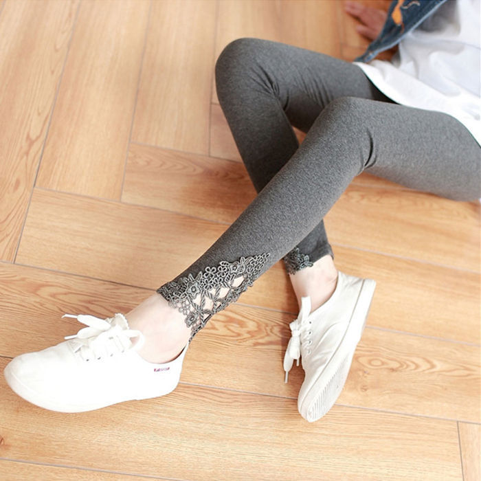 Thin Section Pregnant Women's Feet Pants Nine-point Pants Belly Lift Lace 9-point Stretch Pants