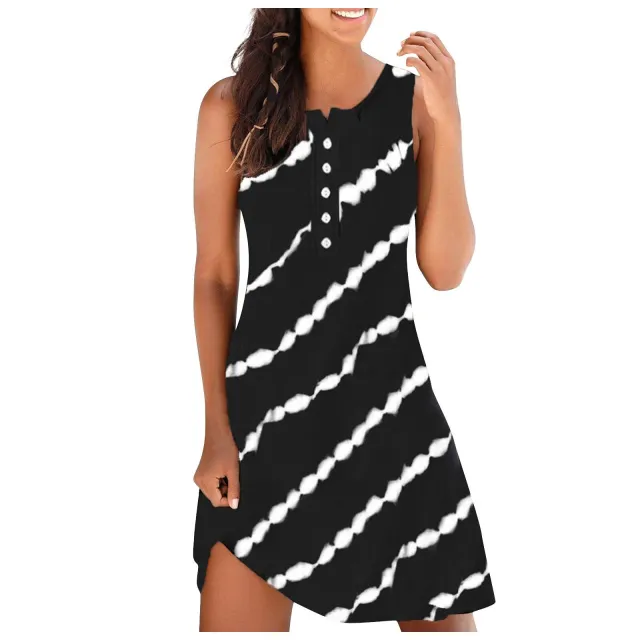 Mid Length Skirt Mid Waist Vest Dress Print Women's Clothing Black And White - Shop at LoveMi