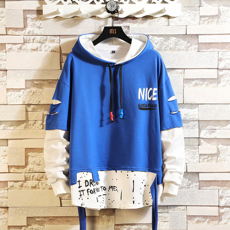 سترة رجالية شبابية مطبوعة بألوان متعددة مع غطاء للرأس وأكمام طويلة ومخصصة