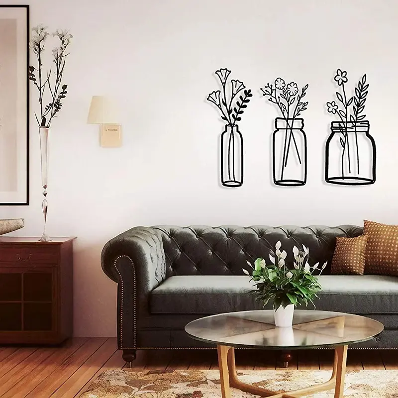 Flower Silhouette Wall Decoration Metal Hanging Art