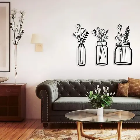 Flower Silhouette Wall Decoration Metal Hanging Art