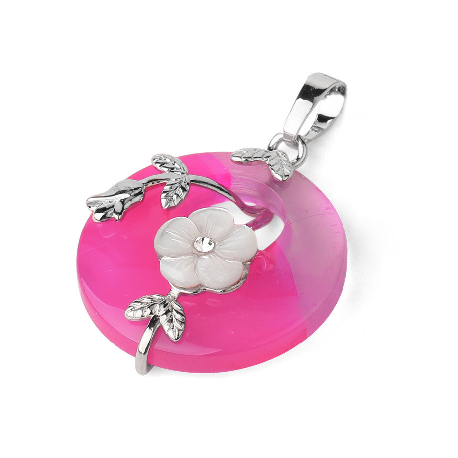 Lucky Buckle Inlaid Flower Nostalgic Stone Pendant Semi-precious Stone Jewelry Amethyst Pendant