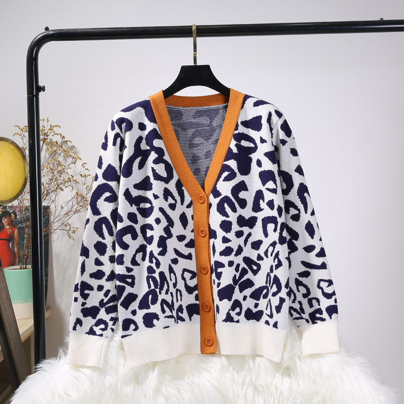 Title 5, Cardigan da donna loose con stampa leopardata, ...