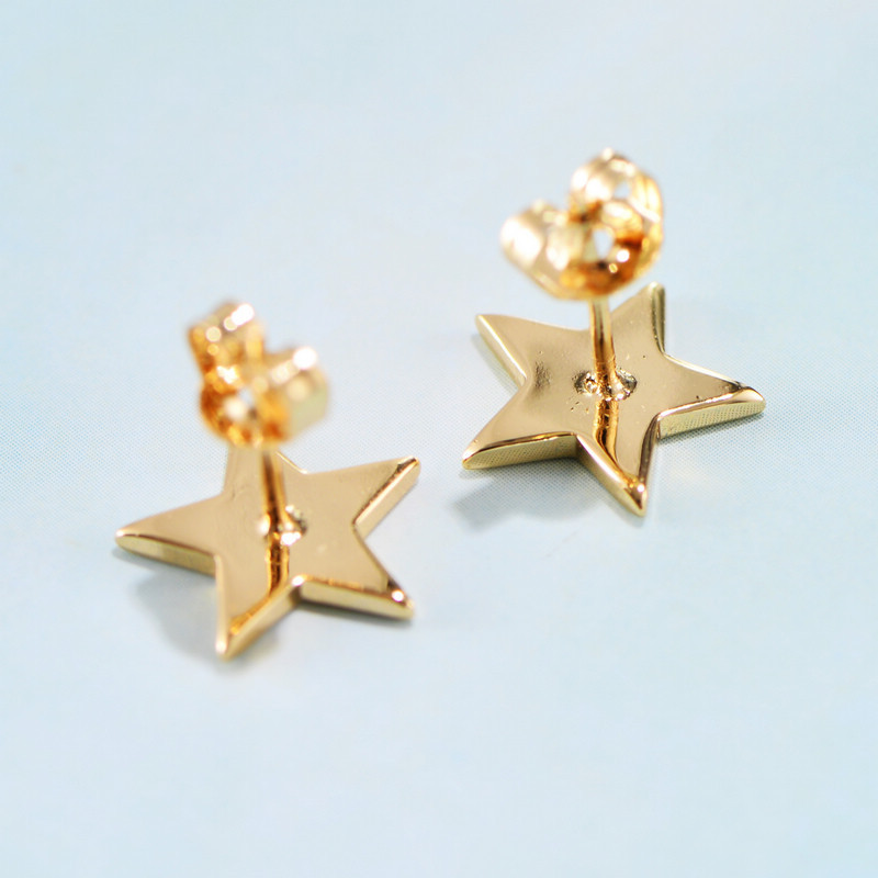 S925 Silver Gold Five-Pointed Star Earrings Female Earrings Wholesale