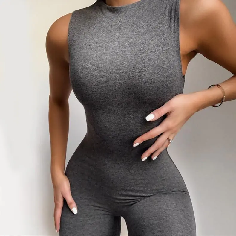 Foreign Trade Independent Station Dunhuang Spot Black Casual Jumpsuit - Grey