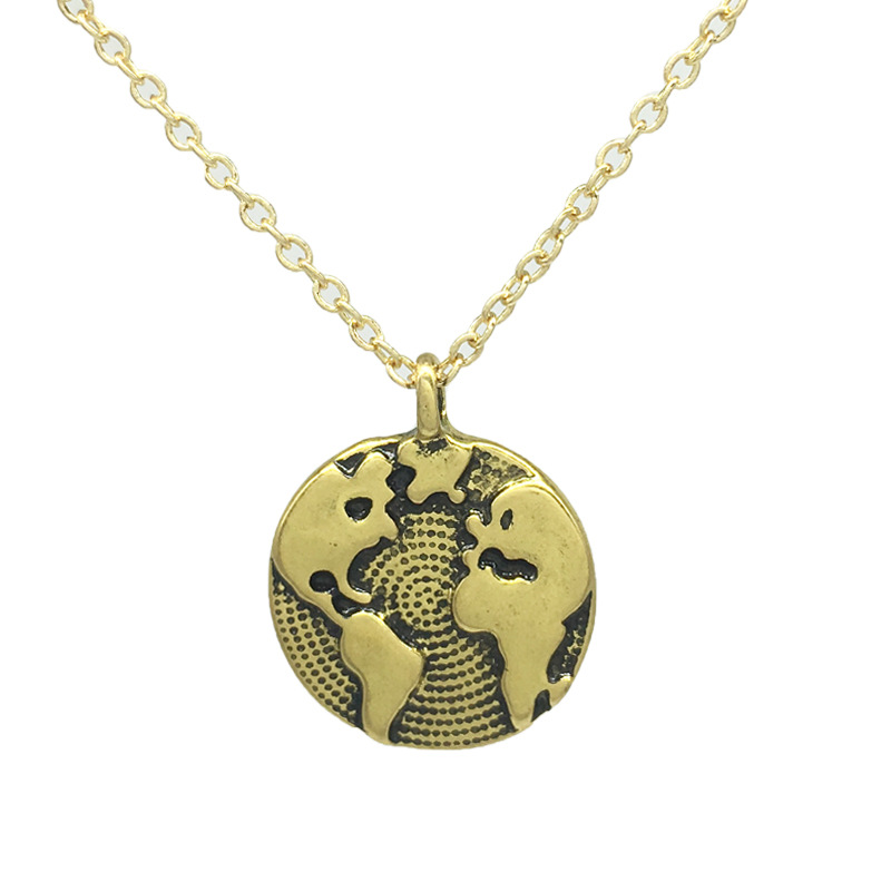 Explosion Style European And American Jewelry Map Pendant Small Earth Necklace Necklace