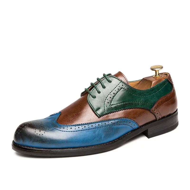European And American Men'S Wedding Shoes Fashion Brogue Carved Leather Shoes