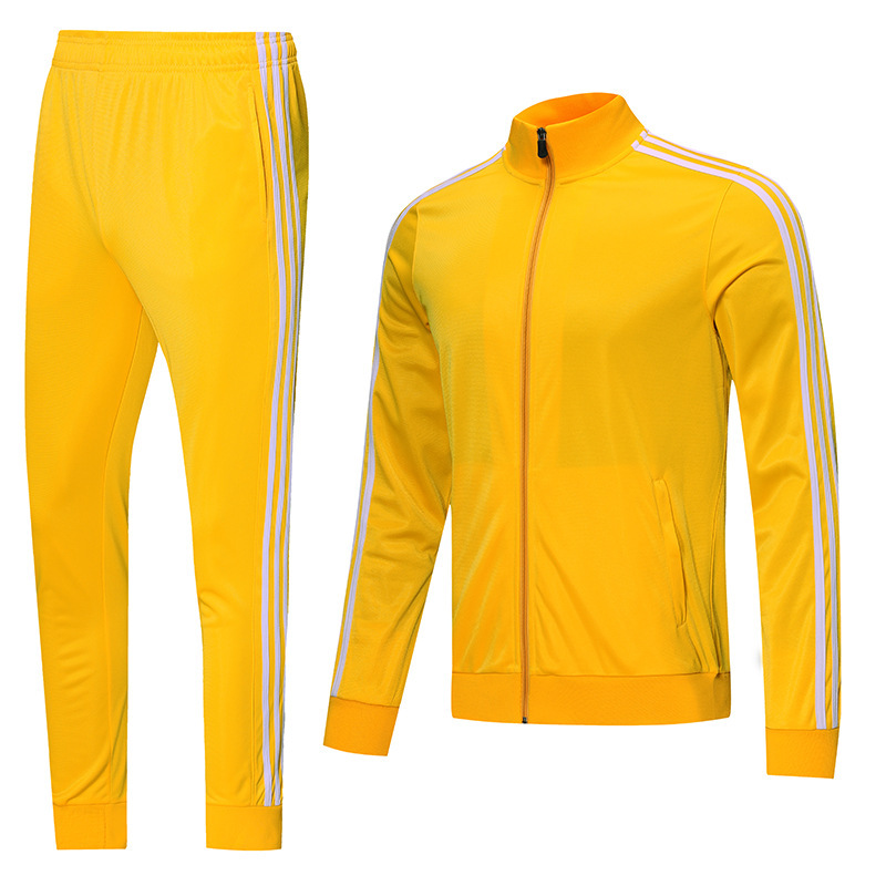 Striped Sports Zipper Stand Collar Jacket Sports Suit