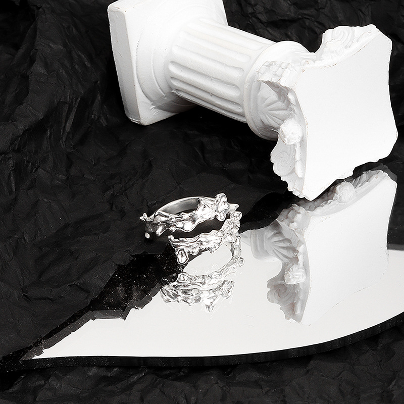 All-match Irregular Face And Wrong Side Cross S925 Sterling Silver  Ring