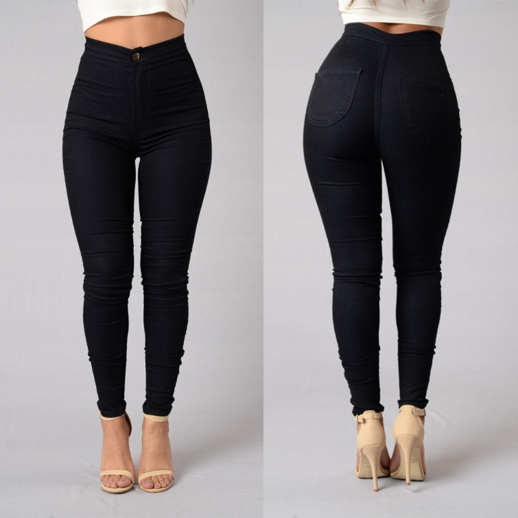 explosion Leggings thin waist stretch pencil pants tight candy colored jeans Black - Shop at LoveMi