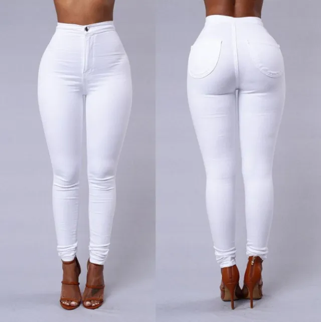explosion Leggings thin waist stretch pencil pants tight candy colored jeans White - Shop at LoveMi