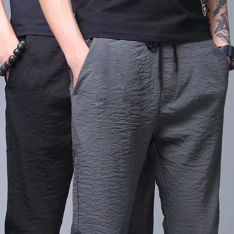 Title 3, Mens Straight Loose Ice Silk Pants Thin Casual...