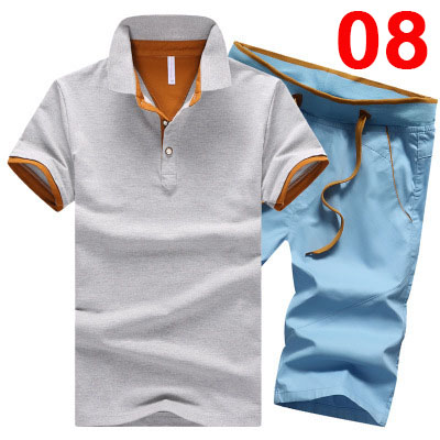 Men's Sports Suit Lapel POLO Shirt Shorts 5 Minutes Pants