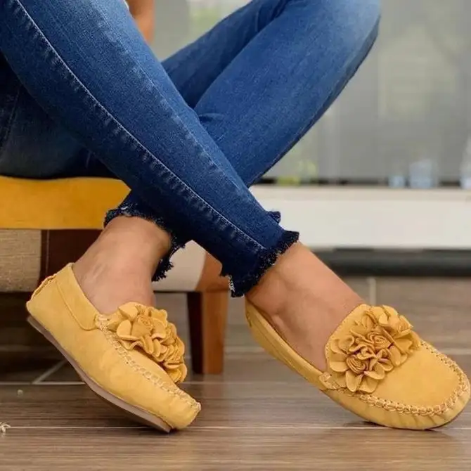 Summer Flowers Flat-bottomed Large Size Women's Shoes Casual Peas Shoes