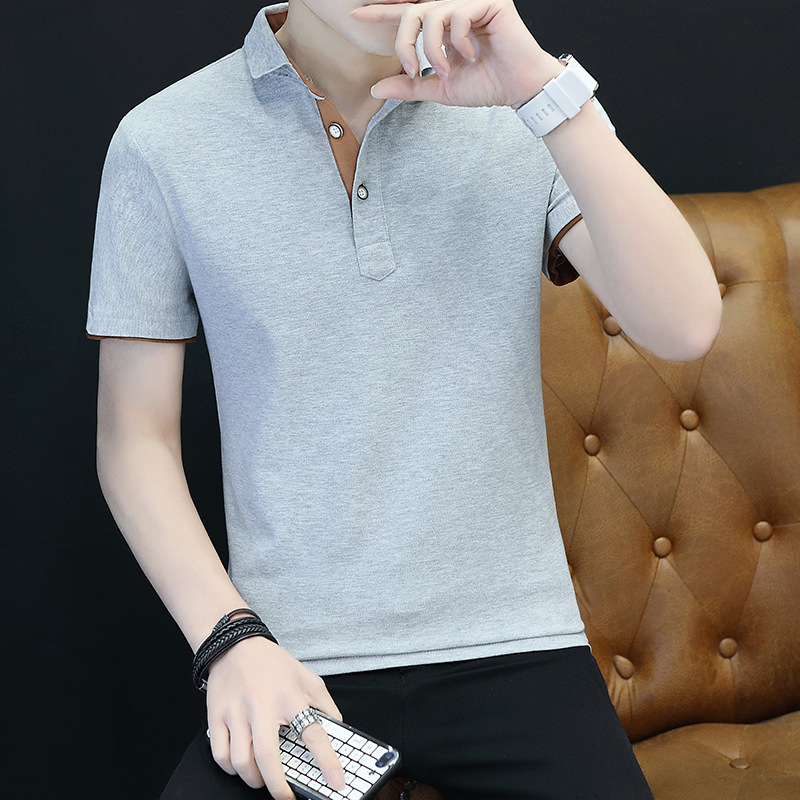 Men's Short Sleeve T-shirt Cotton Lapel Polo Shirt