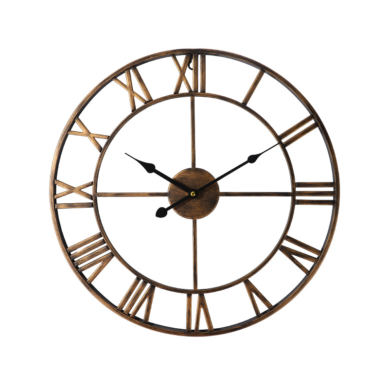 European Style Creative Wall Clock Retro Decorative Wrought Iron Wall