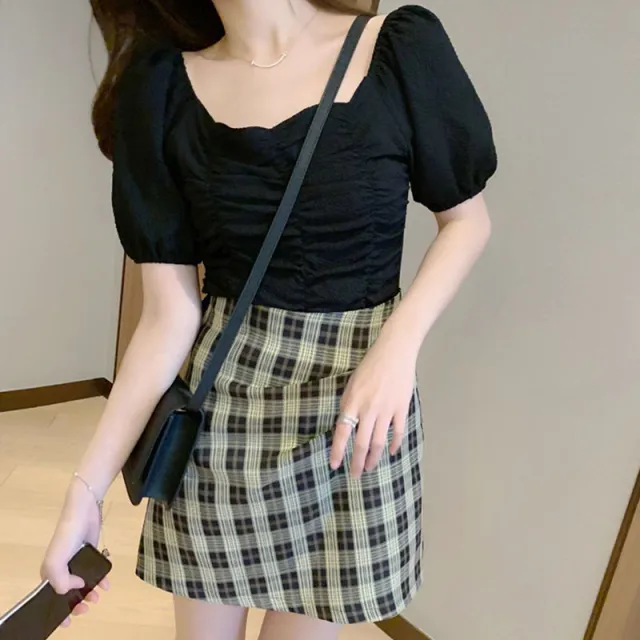 Street Suit, Small Tall And Thin, Salty And Sweet Pleated Plaid Skirt Two Piece Black - Shop at LoveMi