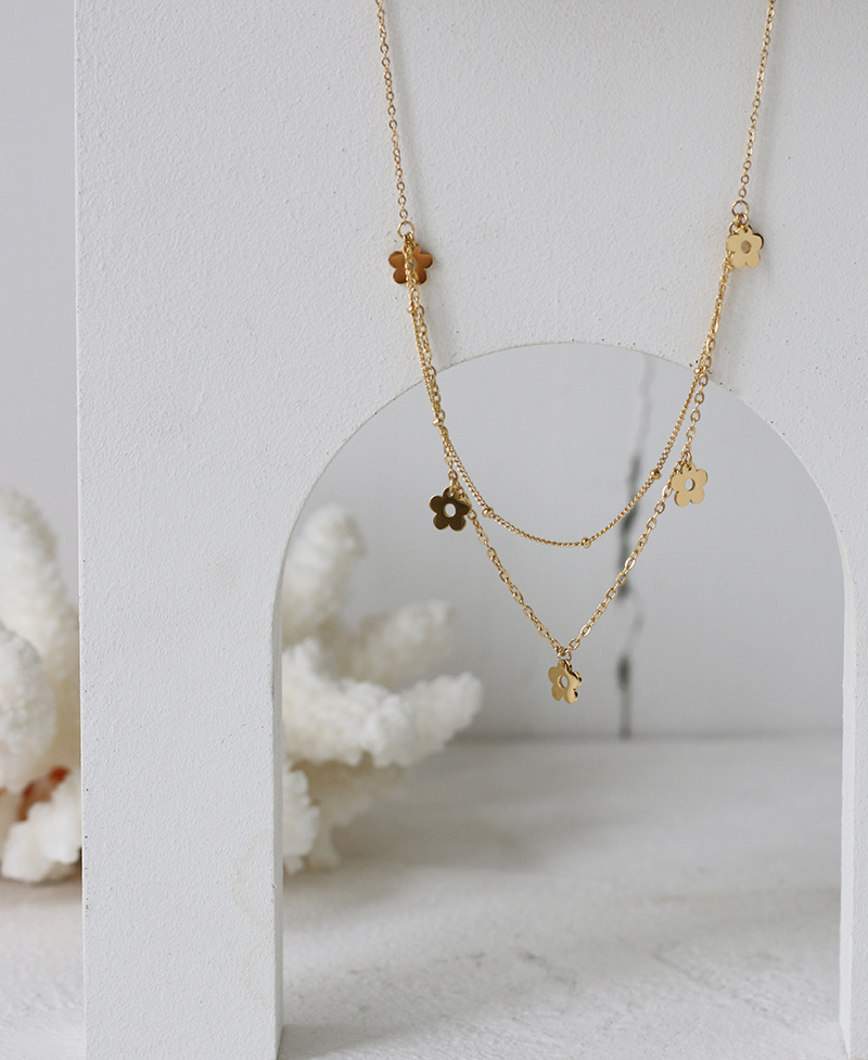 Small Daisy Flower Double Clavicle Chain