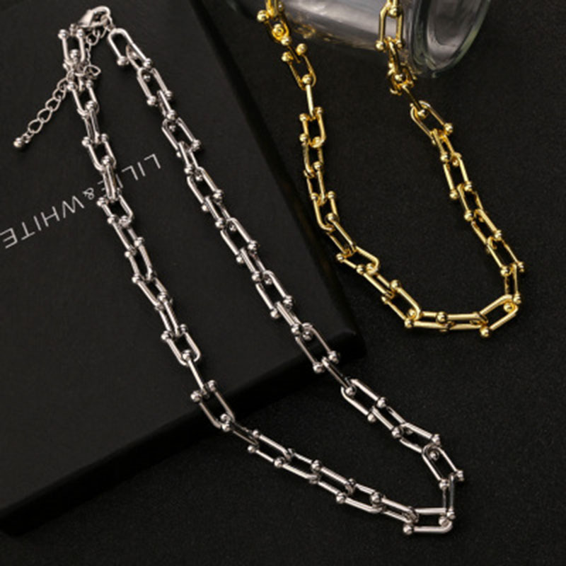 European And American Simple And Cool Style U-shaped Bamboo Lock Necklace