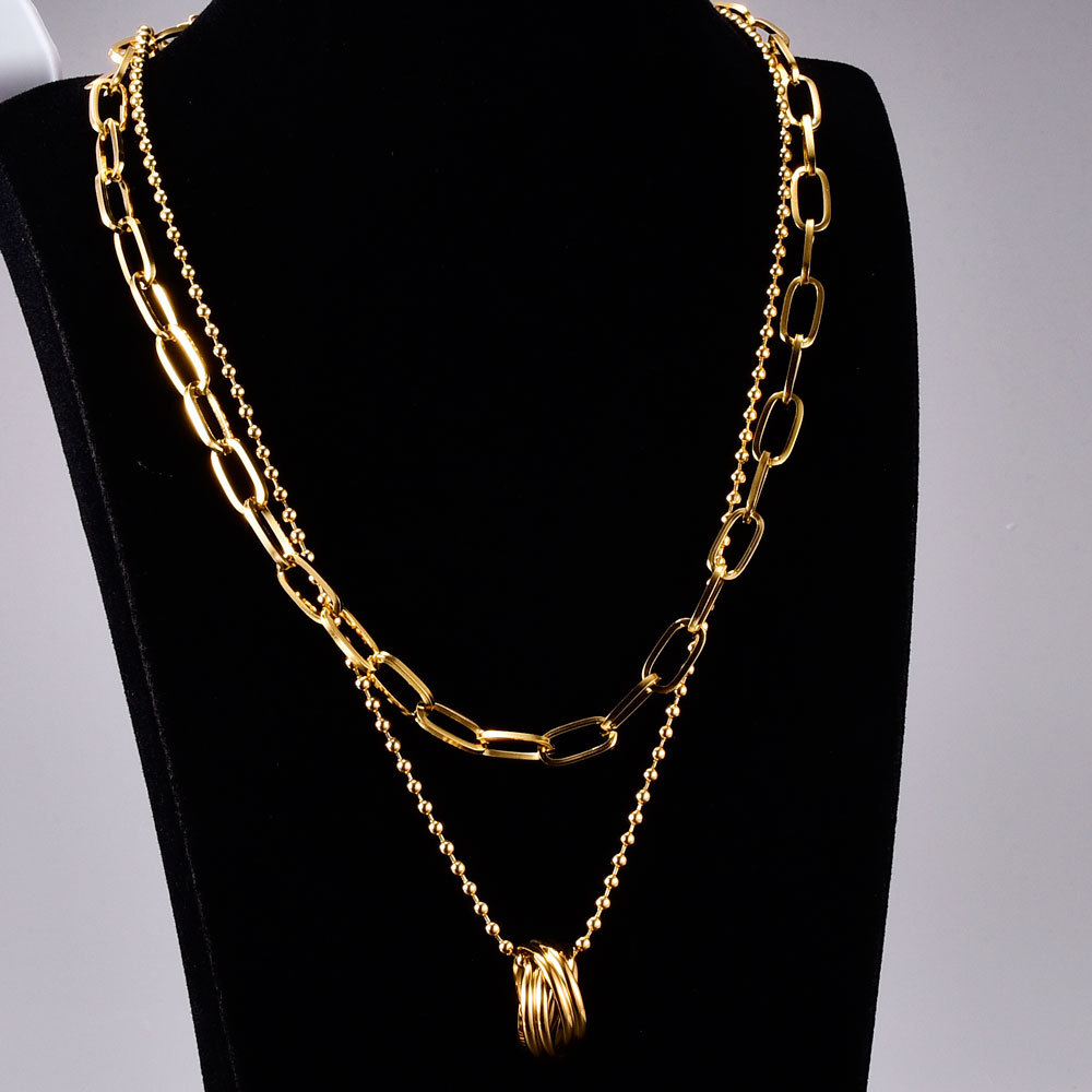 Ring Ring Double Necklace Clavicle Chain Fashion