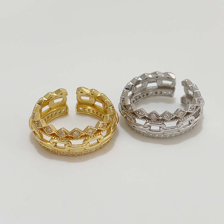 925 Sterling Silver Double-layer Diamond Ring, Simple And Light Ring