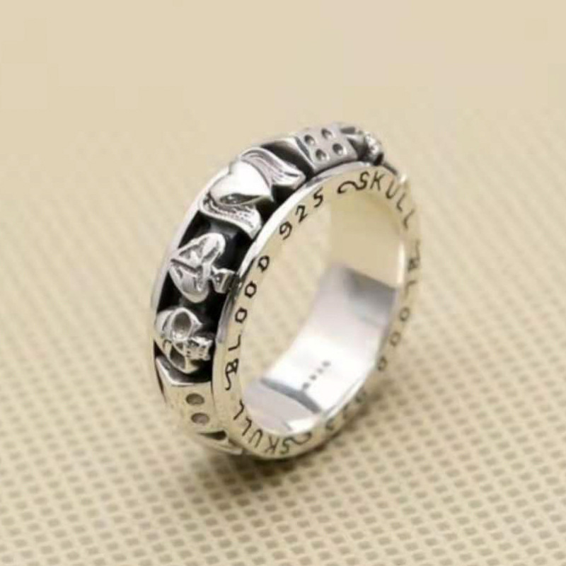 Engraved Poker Pattern Personality Men's Ring