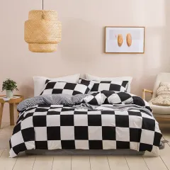 Simple Urban Geometric Plaid Printing Quilt Cover Threepiece Set - Millai - View 1