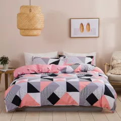 Simple Urban Geometric Plaid Printing Quilt Cover Threepiece Set - Impression-228X228Cm - View 1