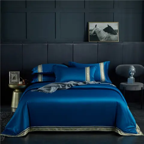 Four-piece Set of Washed Silk Satin Striped Sheets