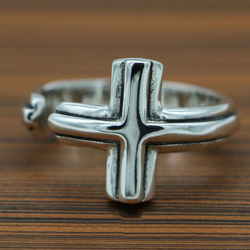 S925 Sterling Silver Vintage Thai Silver Personalized Creative Braided Chain Ring