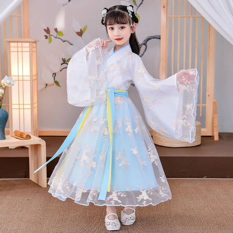 Chinese Style Dress Children's Long-Sleeved Antique Skirt