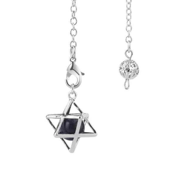 Hollow Metal Merkaba Merkaba Six pointed Star Spirit Pendulum Natural Crystal Stone Beads Interesting Jewelry - Shop at LoveMi