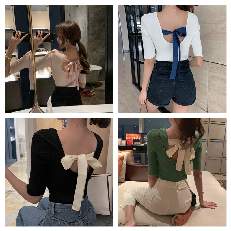 Slim And Thin Temperament Thin Knitted T-shirt Halter Strap Tight Top