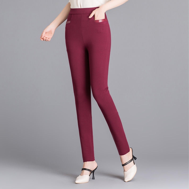 Value for money Explosions Without Cashmere Plus Cashmere Autumn And Winter Wine Red Cropped Trousers - Shop at LoveMi