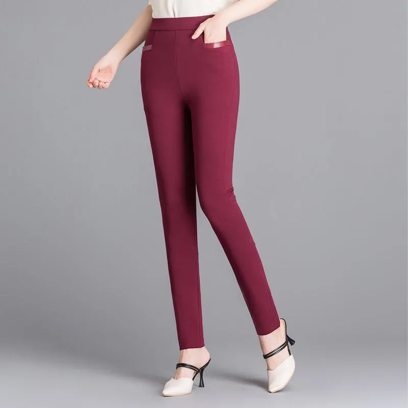 Value-for-money Explosions Without Cashmere Plus Cashmere Autumn And Winter - Wine Red Cropped Trousers